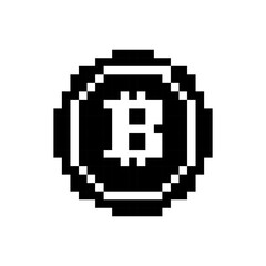 Cryptocurrency Token Depiction in Pixelated Style with Square Shapes