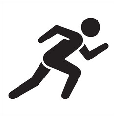 Running Athlete Silhouette, Sprinting Man Icon, Active Sport Vector Symbol, Isolated