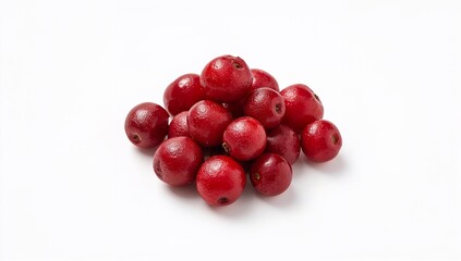 Isolated cranberry cluster on clean white background, lighting and bright red texture.