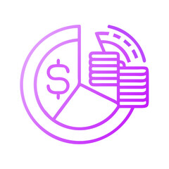 Financial Distribution Pie Chart Icon with Coins for Budget Analysis