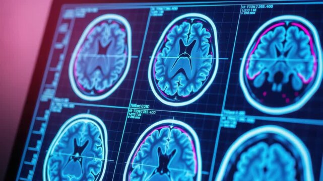 Brain scans showing detailed anatomical structures and potential abnormalities for medical diagnosis and research purposes