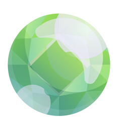 Abstract Sphere With Geometric Facets In Light Green And White Translucent With Transparent Background