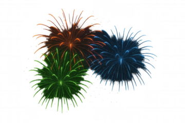 Colorful fireworks exploding, creating a festive display on transparent background, symbolizing celebration and event