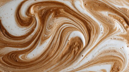 Creamy coffee swirls create an artistic pattern inviting warmth and comfort in the afternoon.