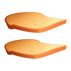 Two slices of plain toasted bread isolated on white background, top view