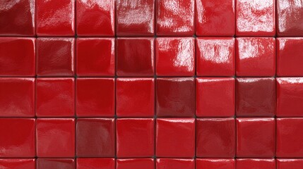 Glossy red tiles shine brightly adding a lively touch to a modern space with their rich color.