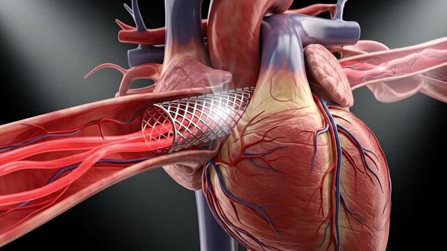 Heart Stent Placement Animation Cardiology Procedure for Blood Flow Restoration and Cardiovascular Health in Detailed