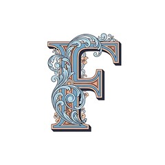 Letter F in vintage ornamental typography