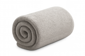 Rolled grey fleece blanket providing comfort and warmth, soft textile throw for home decor, cozy fabric feeling