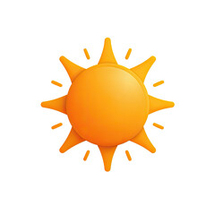 A stylized, 3D-rendered sun icon with a bright orange gradient, featuring a smooth central sphere and jagged rays