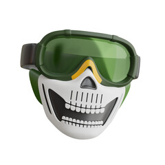 Green Goggles Skull Face Mask With Yellow Stripe Accent Detailed Halloween Costume Accessory