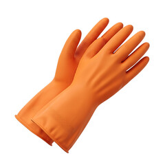 Fototapeta premium Orange Rubber Gloves, isolated on white or transparent background. PNG