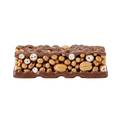Chocolate Peanut Cereal Bar, isolated on white or transparent background. PNG