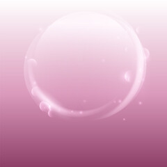 Pink And White Gradient With Glowing circle light Abstract Background with Bubbles