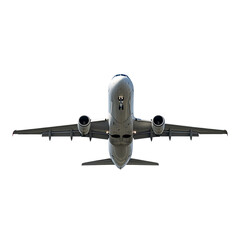 White Passenger Jet Airplane Underside, isolated on white or transparent background. PNG