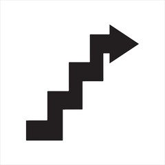 Stairway to success concept in minimalist black and white design representing growth opportunity and career advancement with symbolic steps and directional arrow for future vision silhouette