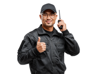 The Vigilant Guardian: A security personnel, radiating confidence and professionalism, stands tall, his gaze direct and assuring, embodying trust and protection.