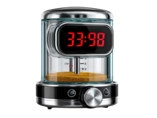 Precision Timer: A modern and sleek timer counts down the seconds, featuring a digital display, and the precise measurement. Capturing a modern, technological, and functional concept.