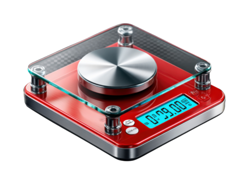 Precision in Red: A modern digital scale, showcasing sleek design and accuracy.