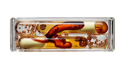 Encapsulated Wellness: a showcase of health supplements, nestled in a crystal-clear container, promising vitality and well-being.