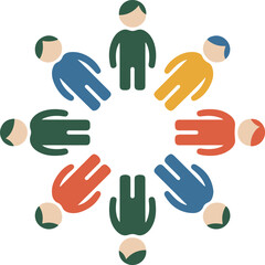 Obraz premium Flat design icon of diverse people standing in circle unified teamwork community concept vector