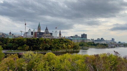 City scape above a river