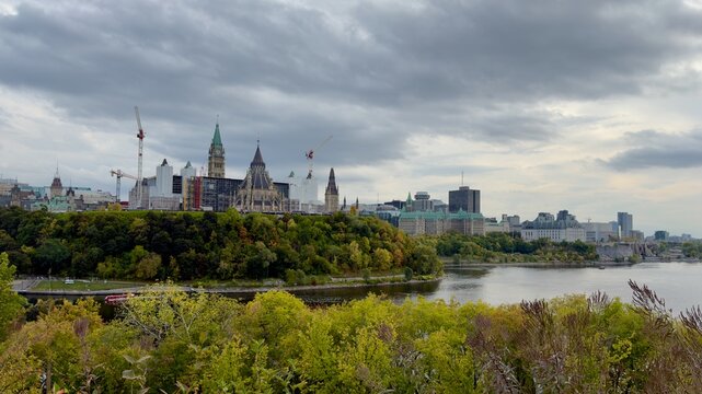 City scape above a river