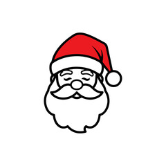 Cartoon Santa Claus head with red hat and beard icon.