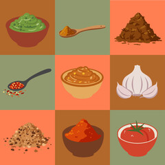 set illustration vector graphic of Blended Spices