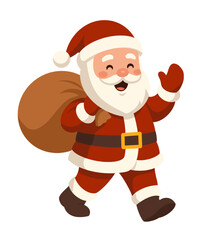 Santa Claus brings a bag of gift transparent background