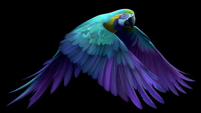 Colorful parrot flying