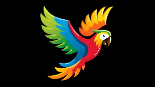 Colorful parrot in flight
