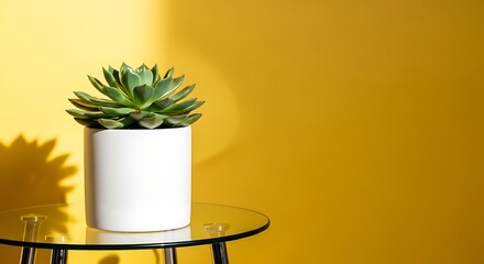Minimalist white plant pot with green succulent
