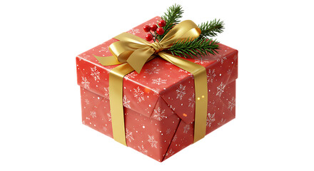 Obraz premium red christmas gift box isolated transparent background