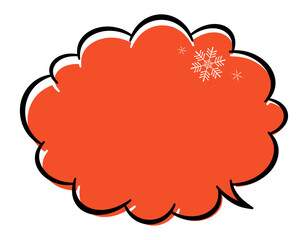 冬　雪の結晶デザインのアメコミ風吹き出し　色ずれ　モコモコ　赤