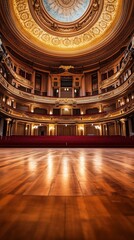 Obraz premium Captivating Elegance of a Grand Theater Interior Featuring Ornate Architecture and Sparkling Chandeliers Under a Richly Adorned Ceiling
