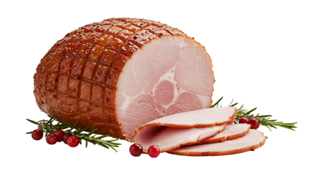 Christmas ham isolated transparent background