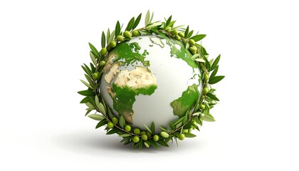 Concept of a peaceful earth surrounded by greenery to promote non-violence and unity among nations and communities