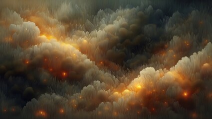 Abstract background resembling stormy clouds with golden highlights and mysterious glow