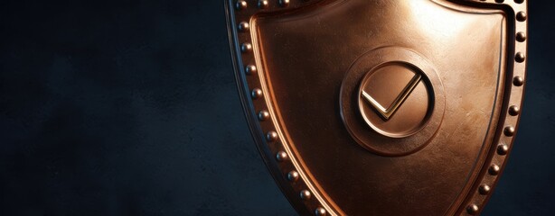 The Shield of Verified Security and Protection with Bronze Check Mark Emblem