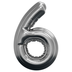 3D Inflated Chrome Six Icon
