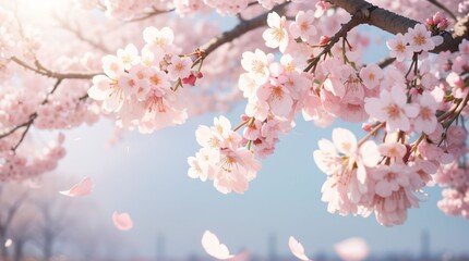 Obraz premium 春風に舞う桜の花びらが描く儚く美しい瞬間