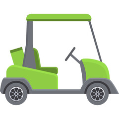 Green Golf Cart Vehicle With Canopy And Four Wheels For Transportation On A Golf Course With No Background