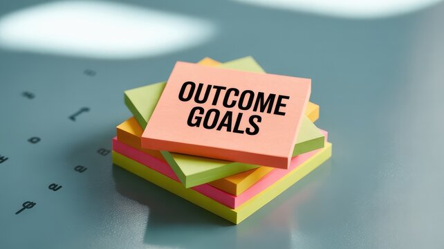 Achieve outcome goals using colorful sticky notes for project planning and time management success today