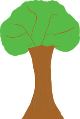 Simple baobab tree vector illustration with green foliage and brown trunk, ideal for nature, safari, or African-themed graphic design.