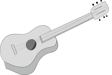 Minimalist ukulele vector illustration in grayscale, ideal for music education, travel blogs, and Hawaiian-themed graphic design projects.