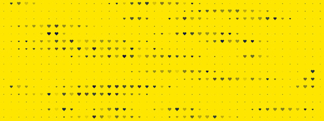 Vibrant Yellow Background with Repeating Heart and Dot Halftone Pattern; Abstract Digital Love Concept