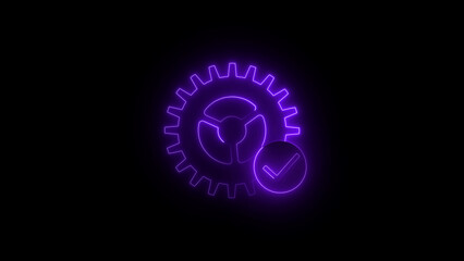 Intricate neon purple fractal gear mechanism glowing in deep blackness