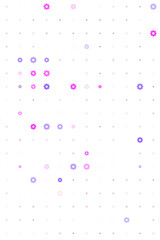 Abstract digital background with glowing pink, purple, and blue gear icons arranged in a technological grid pattern, representing innovation and system processes.