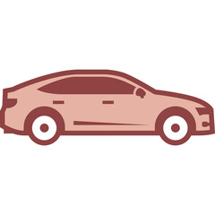 Salmon Colored Sedan Car Side View Transparent Background Modern Automotive Design Simple Illustration With Clean Lines